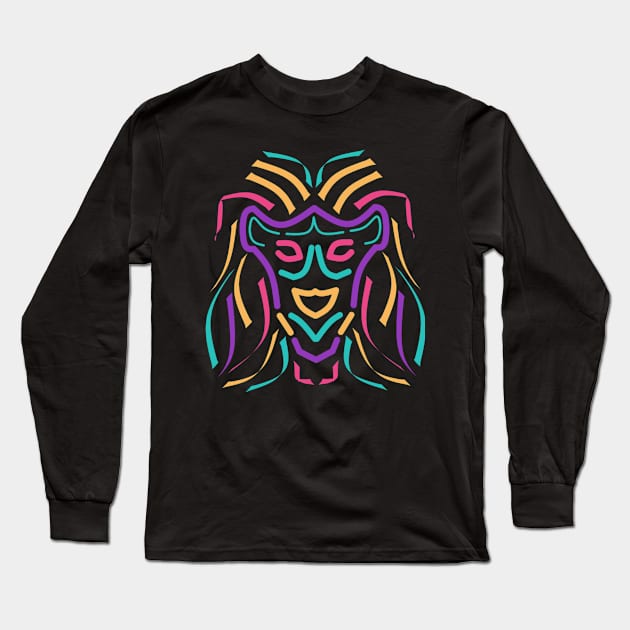 Lion animal with monoline style Long Sleeve T-Shirt by Aisiiyan